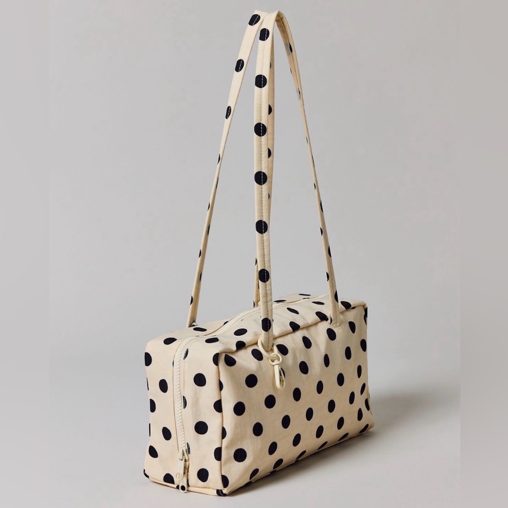BAGGU Cream and Black Polka Dot Nylon Bowler Bag NEW NWT LAST ONE - Picture 2 of 5
